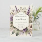 Invitation Mariage Floraison Pastorale Lavande (Debout devant)