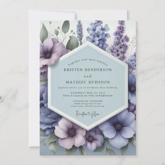Invitation Mariage Floraison Pastorale Pervenche (Devant)
