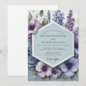 Invitation Mariage Floraison Pastorale Pervenche (Devant / Derrière)
