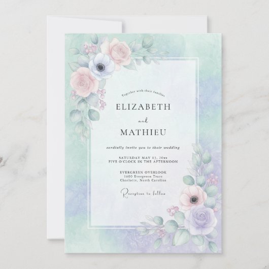 Invitation Mariage Floraison Rêveuse de Lavande (Devant)