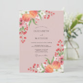 Invitation Mariage Floraison Romantique Teint de Pêche (Debout devant)
