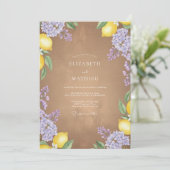 Invitation Mariage Floraison Rustique Lilas-Citron (Debout devant)