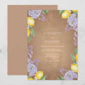 Invitation Mariage Floraison Rustique Lilas-Citron (Devant / Derrière)
