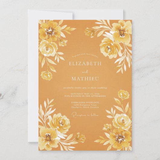 Invitation Mariage Floraison Rustique Ocre (Devant)