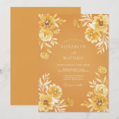 Invitation Mariage Floraison Rustique Ocre (Devant / Derrière)