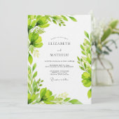 Invitation Mariage Floraison Verdoyante Vert Citron (Debout devant)