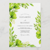 Invitation Mariage Floraison Verdoyante Vert Citron (Devant)