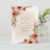 Invitation Mariage Floraison Verte Corail (Debout devant)
