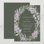 Invitation Mariage Floraison Verte de Lilas (Devant / Derrière)