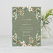 Invitation Mariage Floraison Verte Sage (Debout devant)