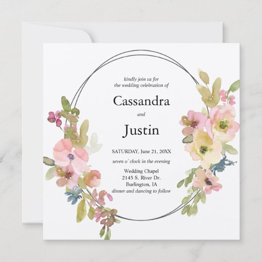 Invitation Mariage floral (Devant)