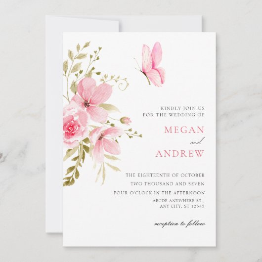 Invitation Mariage floral (Devant)