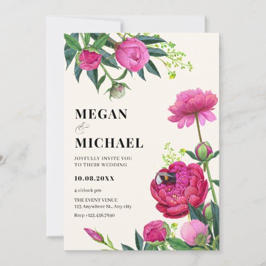 Invitation Mariage floral (Devant)