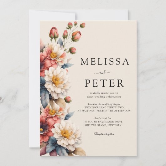 Invitation Mariage floral (Devant)