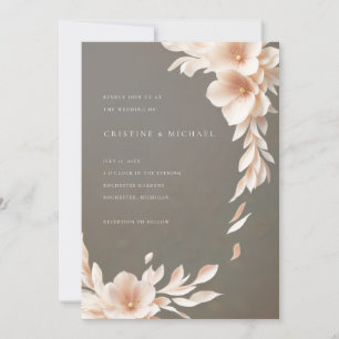 Invitation mariage floral 3d rousse et taupe