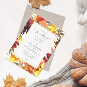 Invitation Mariage floral à automne orange et jaune -3 blanc