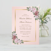 Invitation Mariage floral à cadre rose vif (Debout devant)