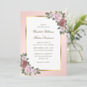 Invitation Mariage floral à cadre rose vif (Debout devant)