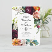 Invitation Mariage floral à charpente fraîche en automne (Debout devant)