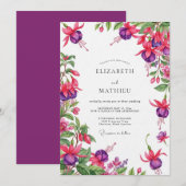 Invitation Mariage Floral à Drapé Fuchsia (Devant / Derrière)
