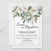 Invitation Mariage floral à écriture classique crème rose pay (Devant)