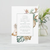 Invitation Mariage floral à feuilles tropicales Destination d (Debout devant)