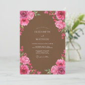 Invitation Mariage Floral à Fleur de Rosé (Debout devant)