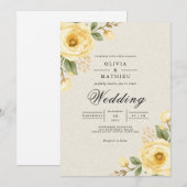 Invitation Mariage floral à fleurs jaunes douces (Devant / Derrière)