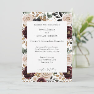 Invitation Mariage floral à la crème de Bourgogne