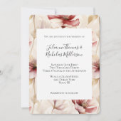 Invitation Mariage floral à la crème rouge bourguignonne (Devant)