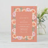 Invitation Mariage Floral à la Fleur de Corail (Debout devant)