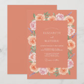 Invitation Mariage Floral à la Fleur de Corail (Devant / Derrière)