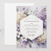 Invitation Mariage Floral à la Fleur de Lavande (Devant / Derrière)