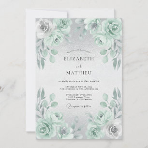 Invitation Mariage Floral à la Menthe