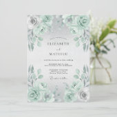 Invitation Mariage Floral à la Menthe (Debout devant)