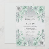 Invitation Mariage Floral à la Menthe (Devant / Derrière)