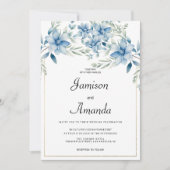 Invitation Mariage floral à la menthe bleue marine botanique (Devant)