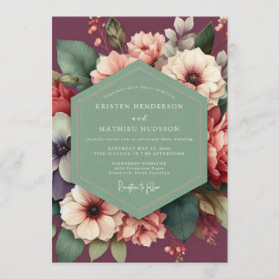 Invitation Mariage Floral à la Sauge et au Prune