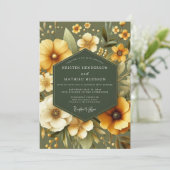 Invitation Mariage Floral à la Sauge et au Souci (Debout devant)