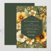 Invitation Mariage Floral à la Sauge et au Souci (Devant / Derrière)
