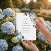 Invitation Mariage Floral à l'Aquarelle Bleue Hydrangea