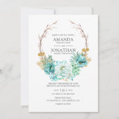 Invitation Mariage floral à l'aquarelle de la menthe (Devant)