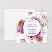 Invitation Mariage floral à l'aquarelle de lavande (Devant / Derrière)