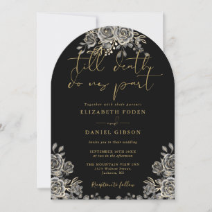 Invitation Mariage floral à l'arche de roses gothiques noir e