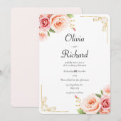 Invitation Mariage floral à pivoine rose classique (Devant / Derrière)