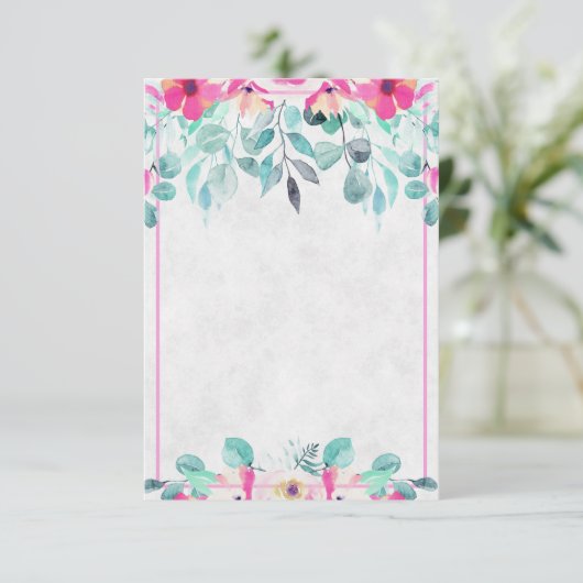 Invitation Mariage floral à ressort rose vierge Invit (Debout devant)