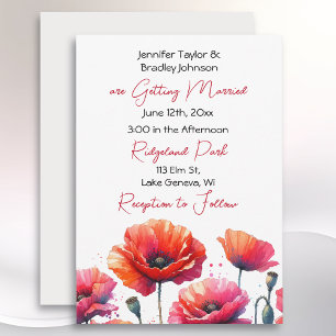 Invitation Mariage floral à thème Red Poppies