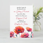 Invitation Mariage floral à thème Red Poppies (Debout devant)