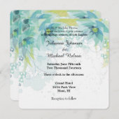 Invitation Mariage Floral Abstrait bleu (Devant / Derrière)