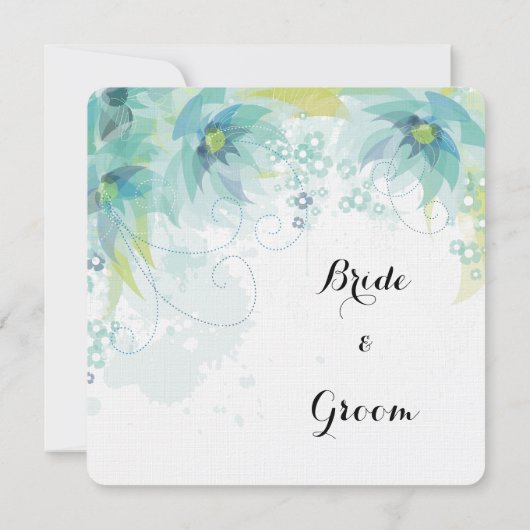 Invitation Mariage Floral Abstrait bleu (Dos)